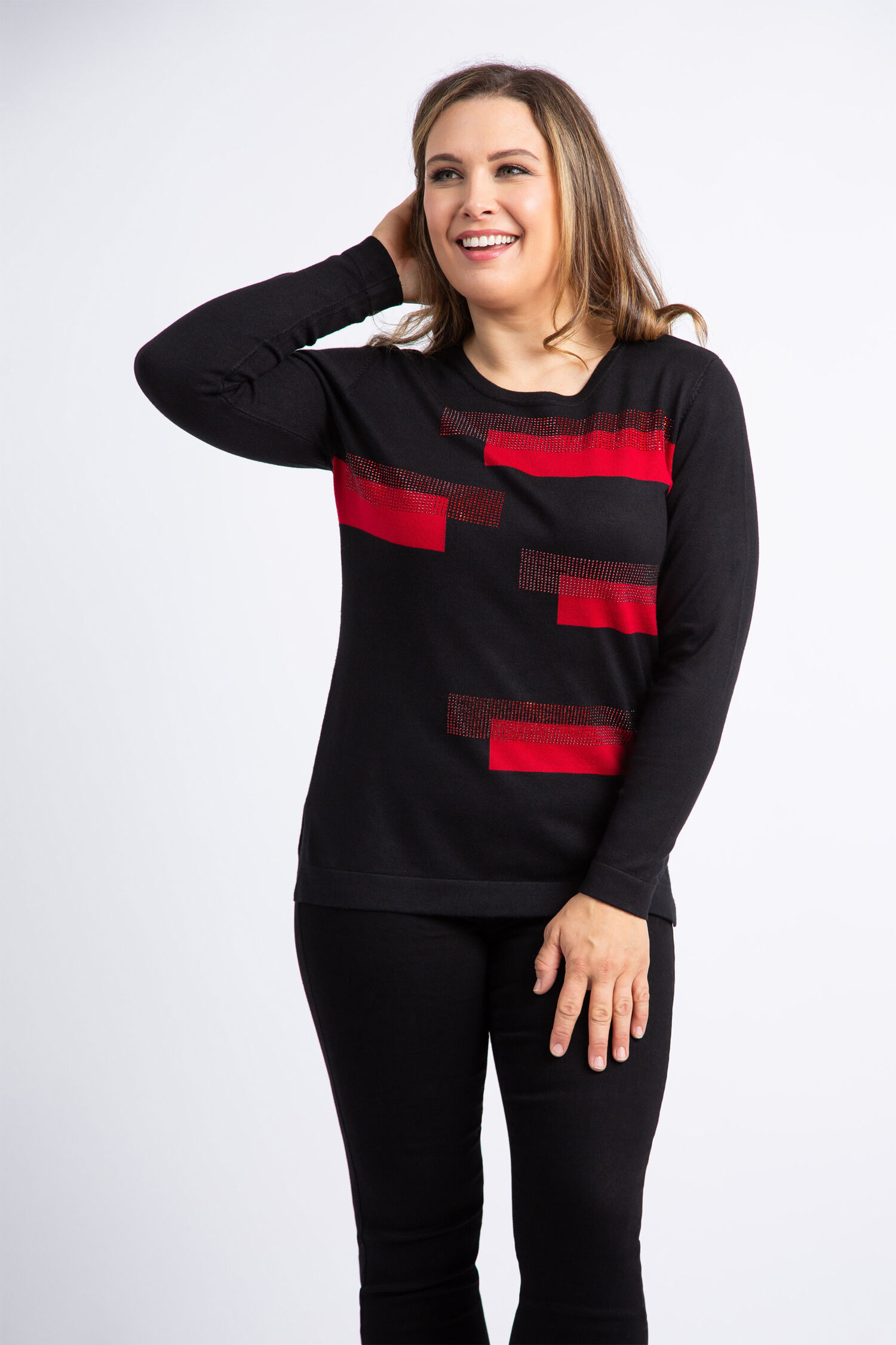 Long Sleeve Rhinestone Sweater  Image 1