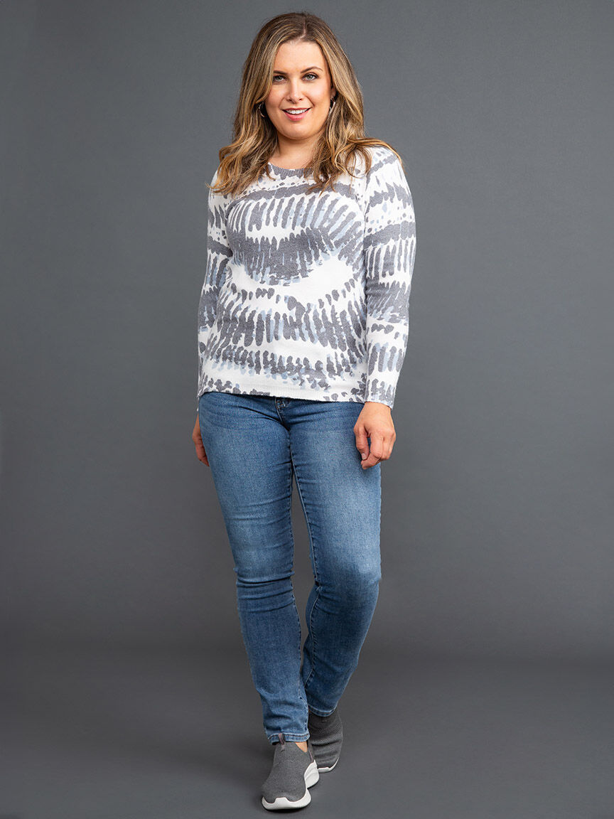 Soft Knit Tye-Dye Print Sweater