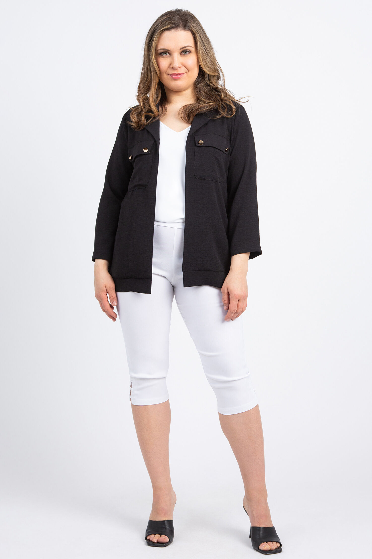 Three Quarter Sleeve Open Front Jacket Image 2