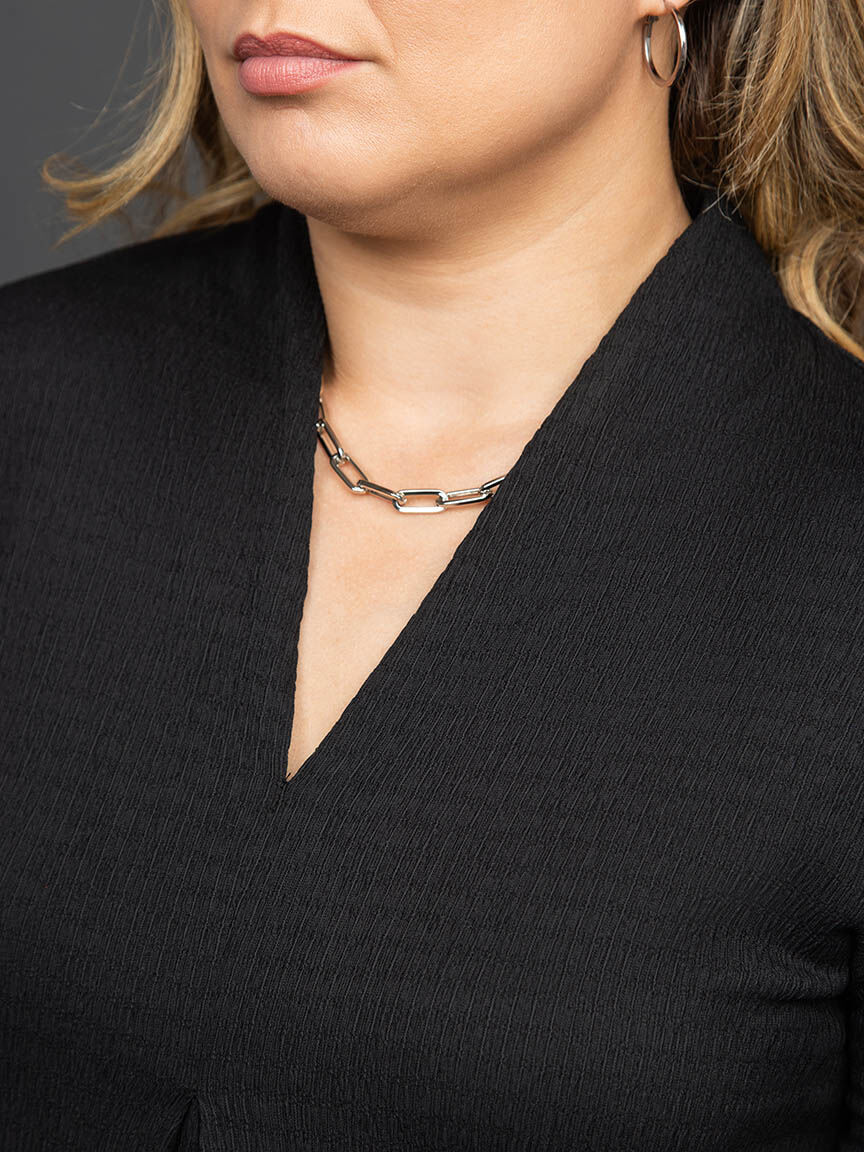 Textured &frac34; Sleeve Top Image 5