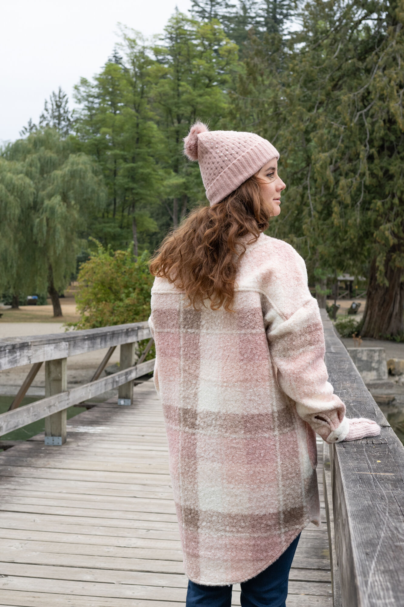 Oversized  Pink Plaid Sherpa Shacket Image 2