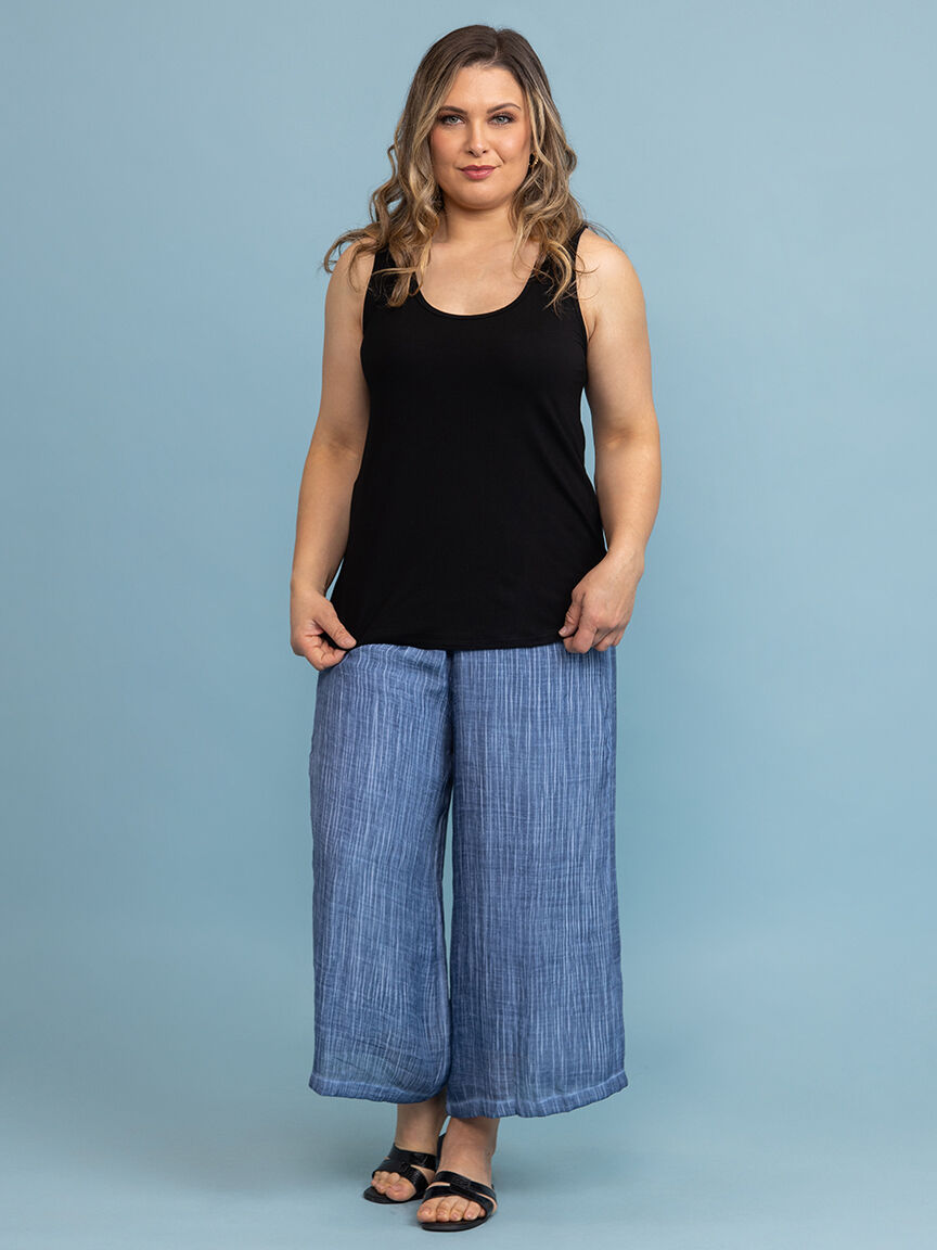 Bamboo Sleeveless Crew Neck Top , Blue