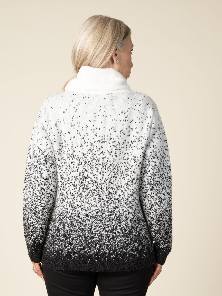 Long Sleeve Cowl Neck Lurex Knitted Sweater