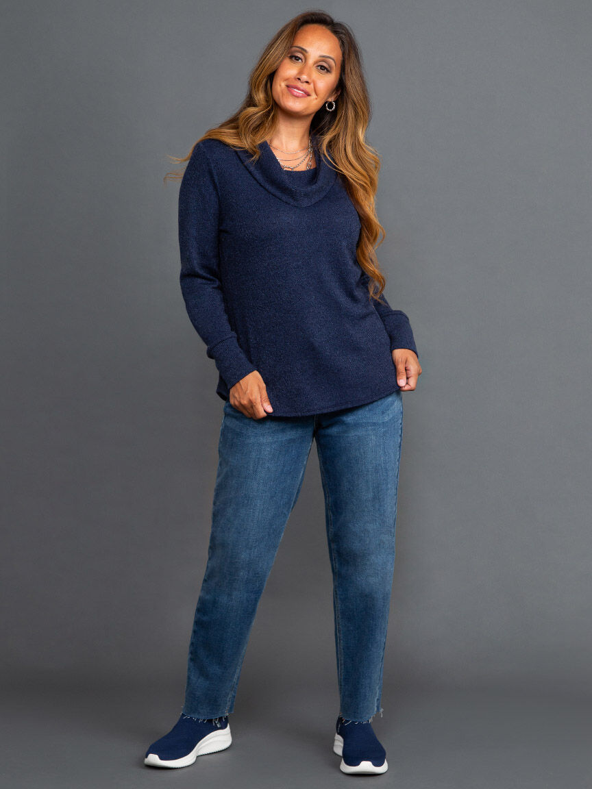 Long Sleeve Cowl Neck Top Image 1