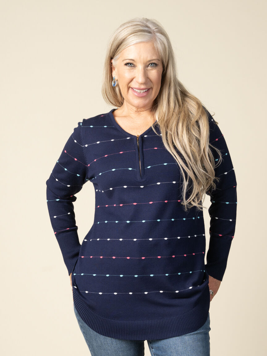 Long Sleeve Zip Neck Knit Image 4