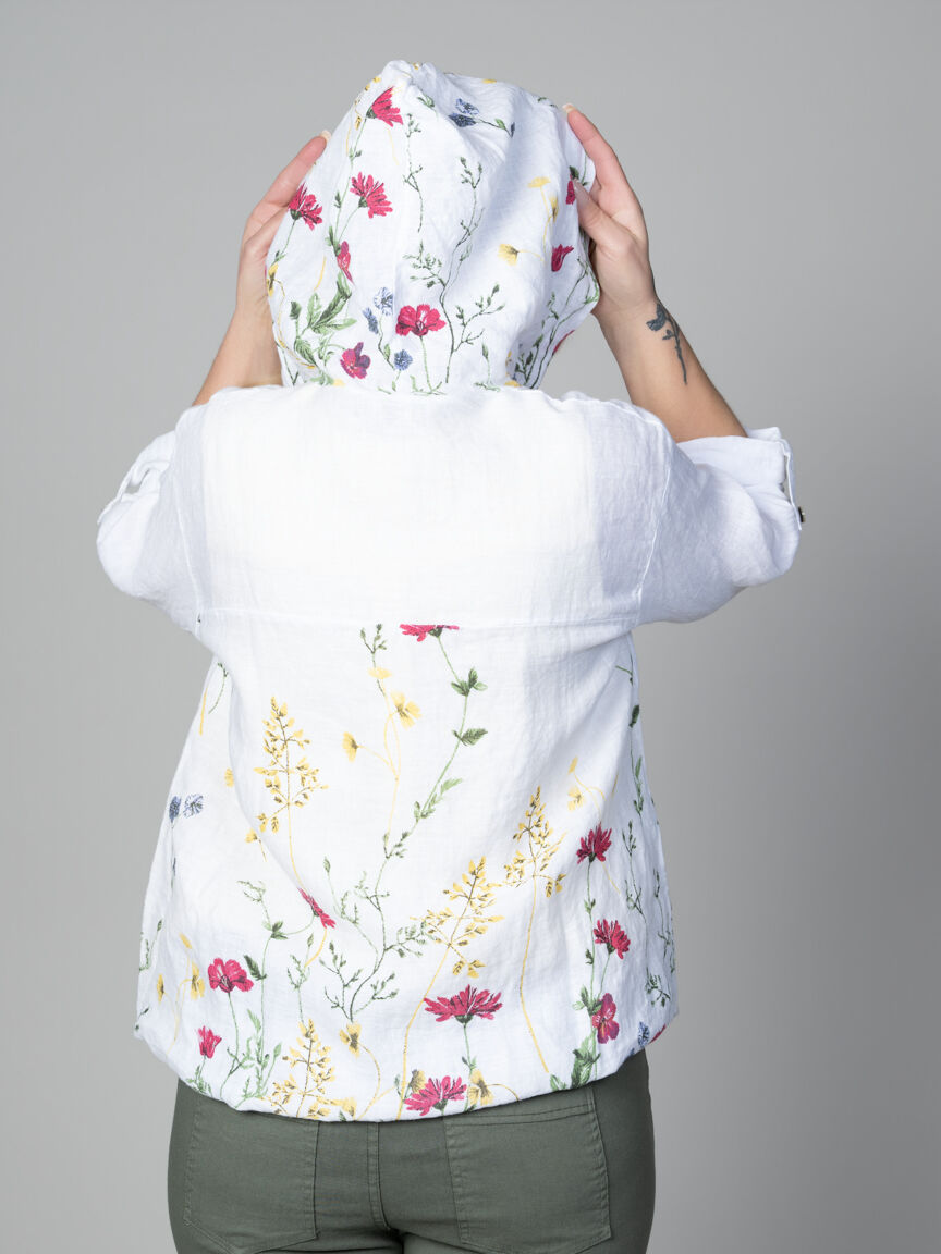 Hooded Long Sleeve Button-Up Shirt