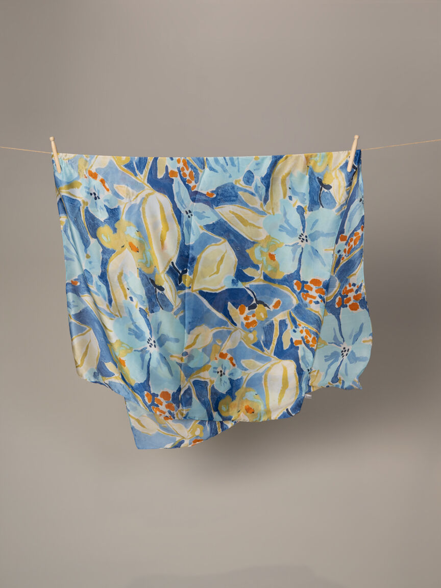 Lightweight Abstract Floral Silk Scarf