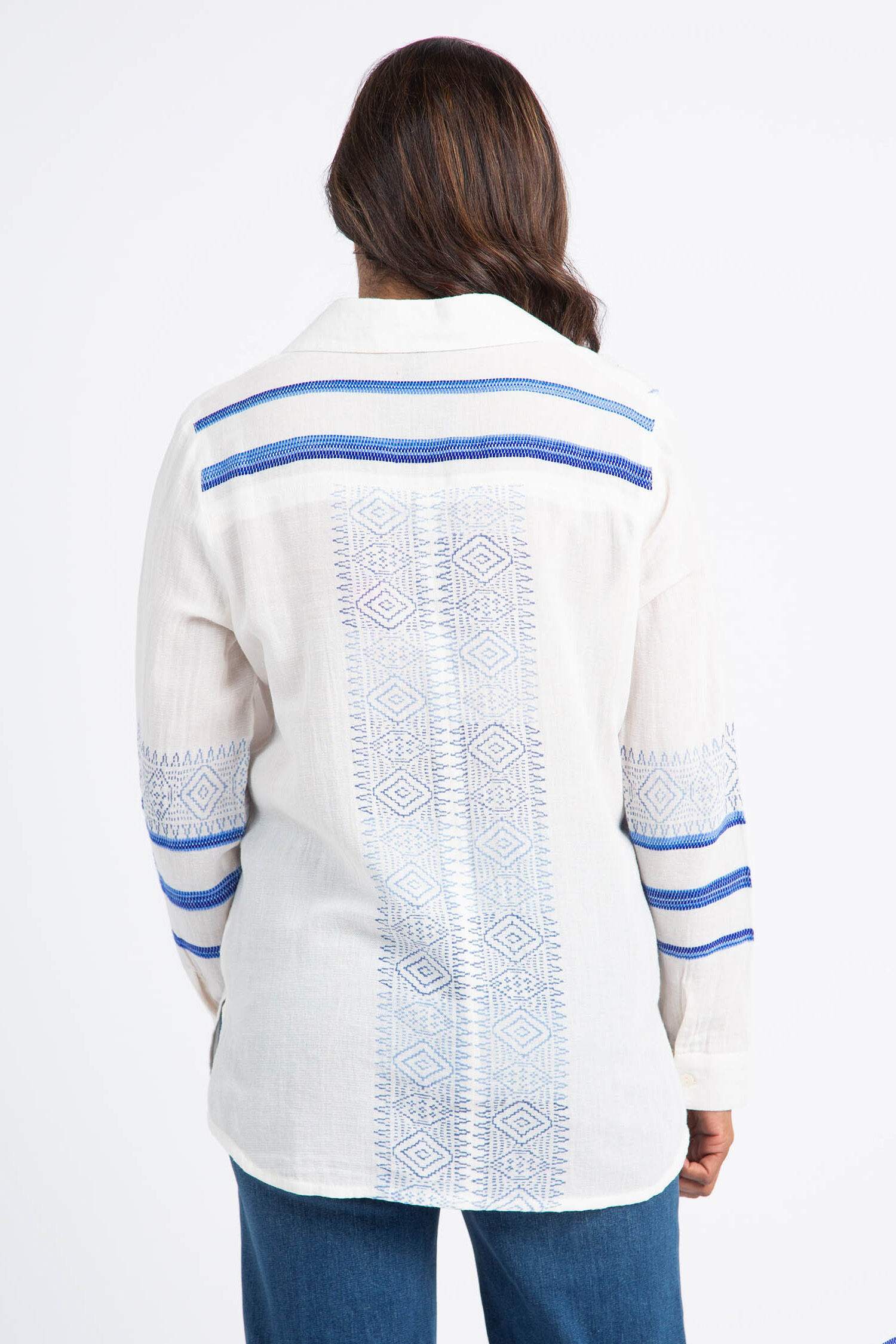 Button-Up Blouse w/ Floral Embroidery Image 4