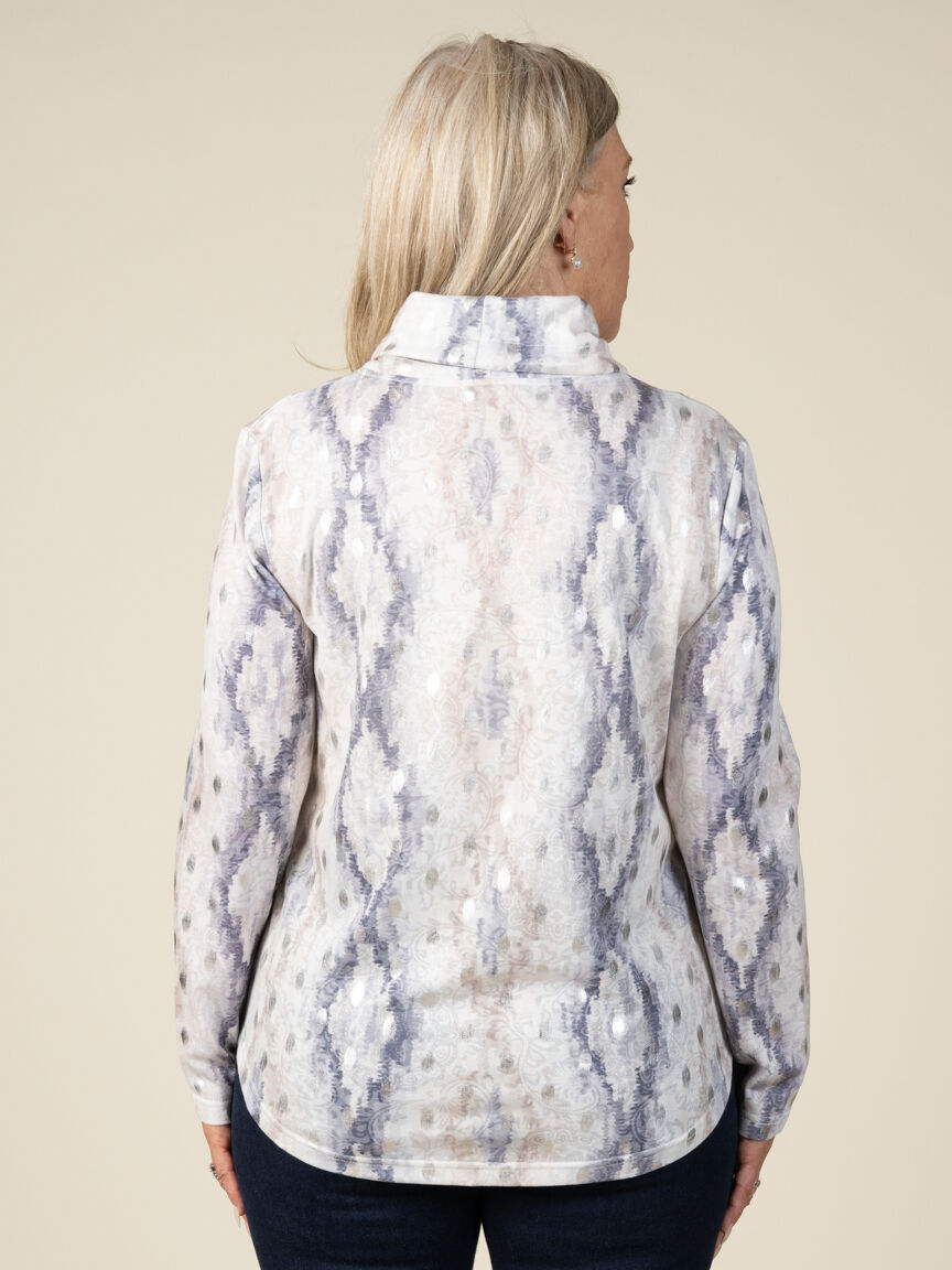 Long Sleeve Cowel Neck Drawstring Top