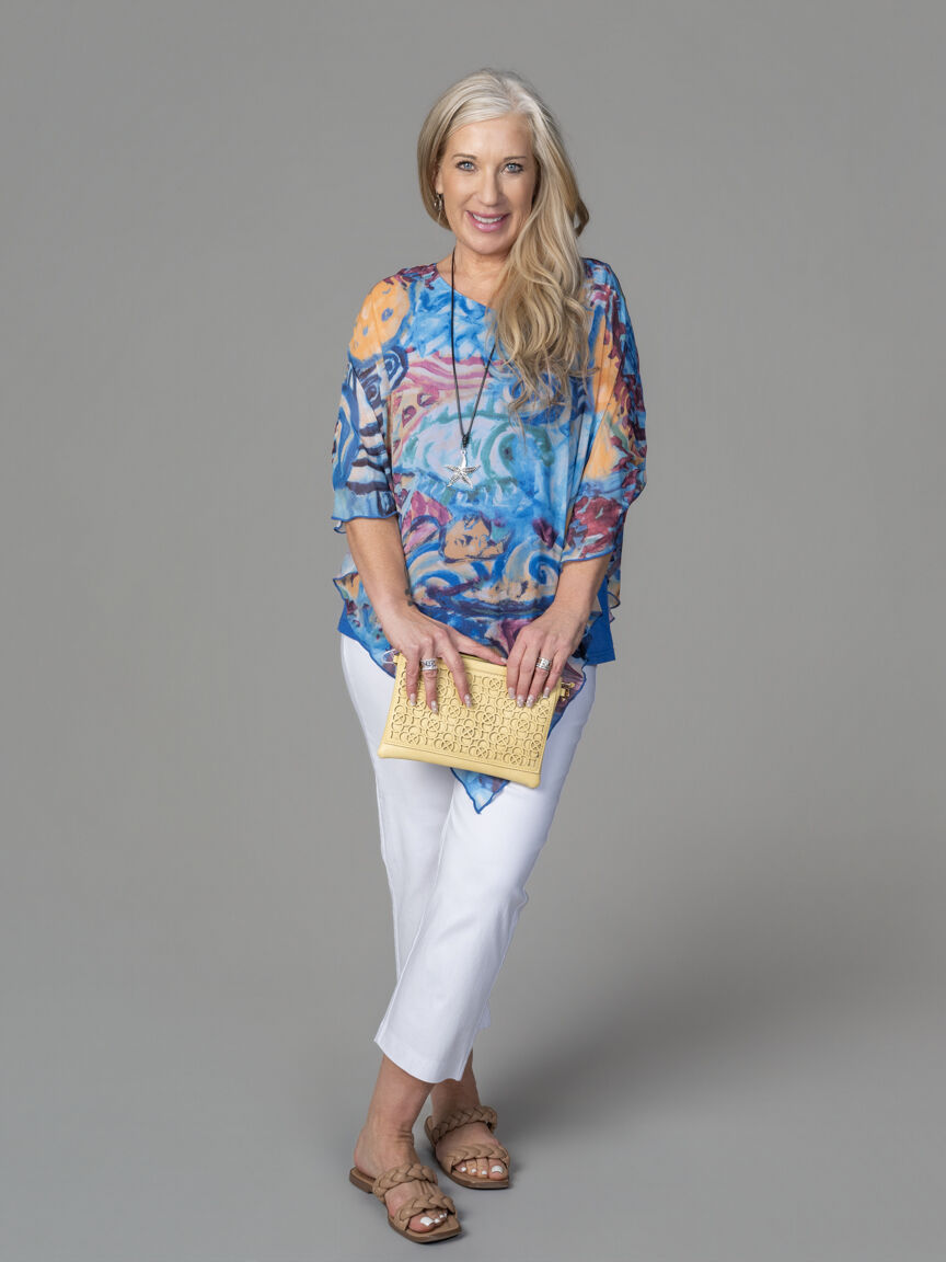 Asymetric Poncho With Sleeveless Top