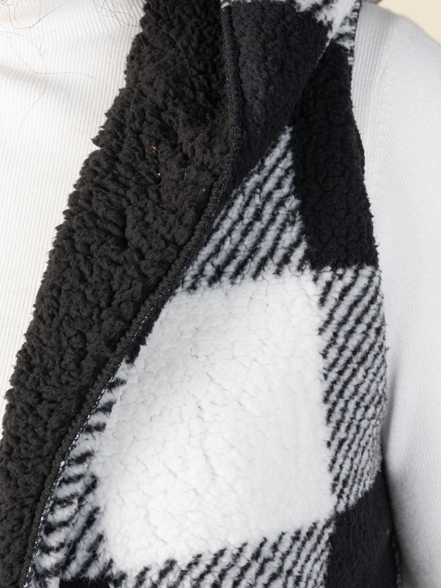 Long Open-Front Hooded Reverible Vest 