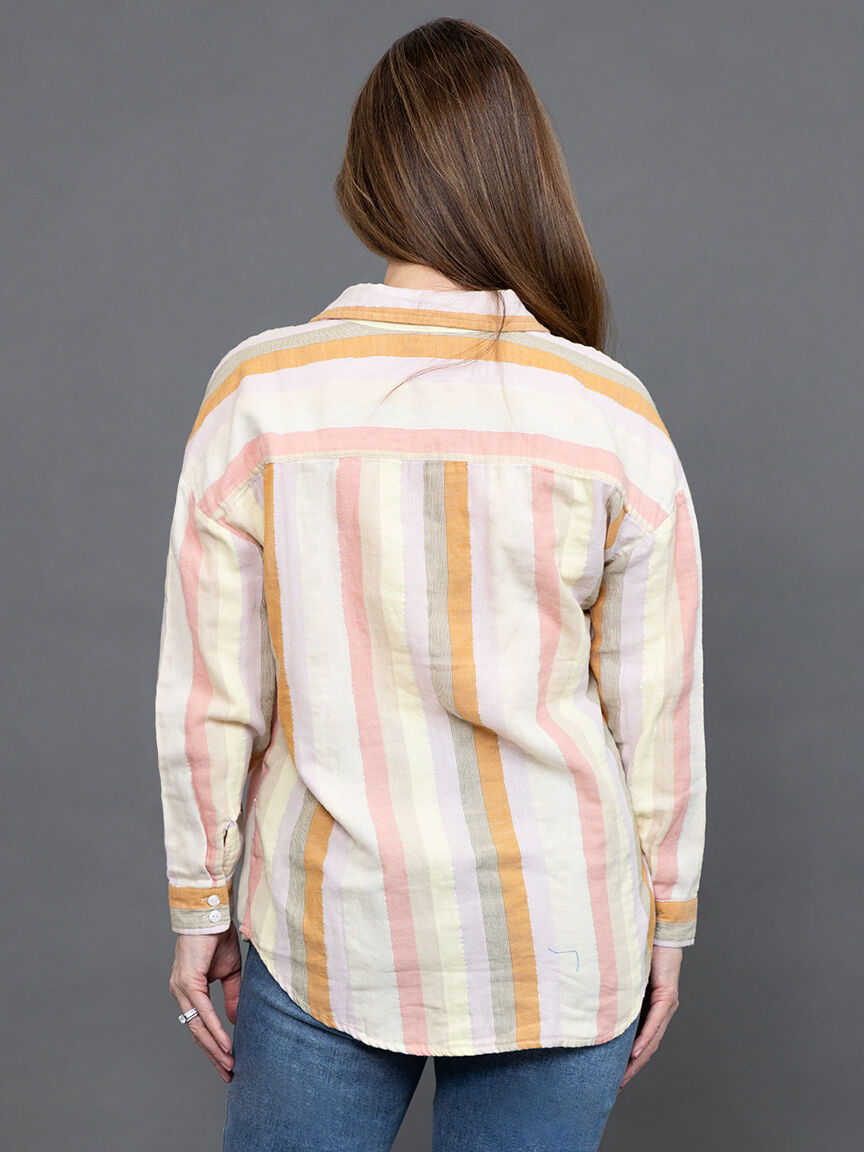 Long Sleeve Drop-Shoulder Button-Up Loose Shirt  Image 4