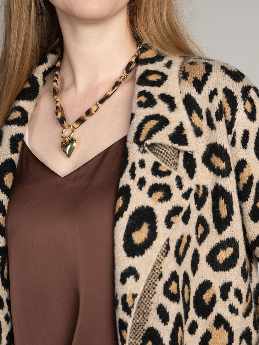 Open Front Leopard Coatigan
