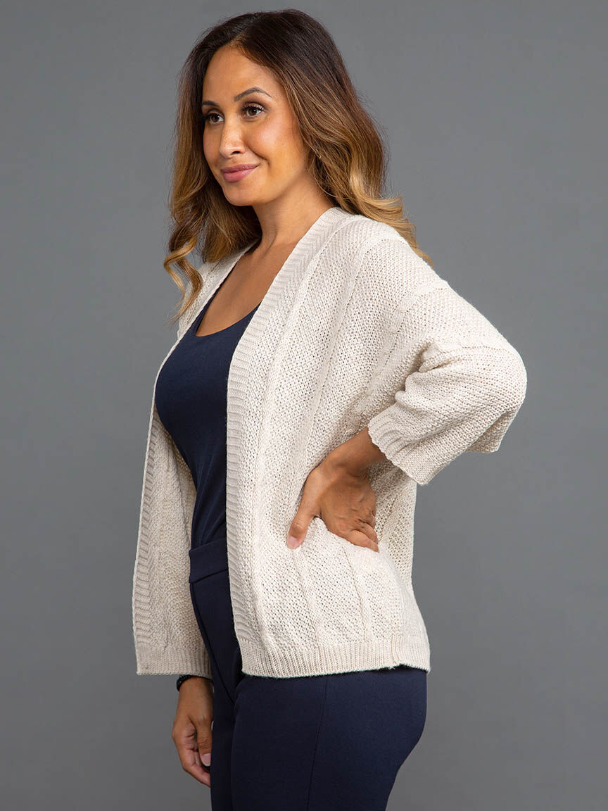 Cable Knit Open Front Cardigan Image 3