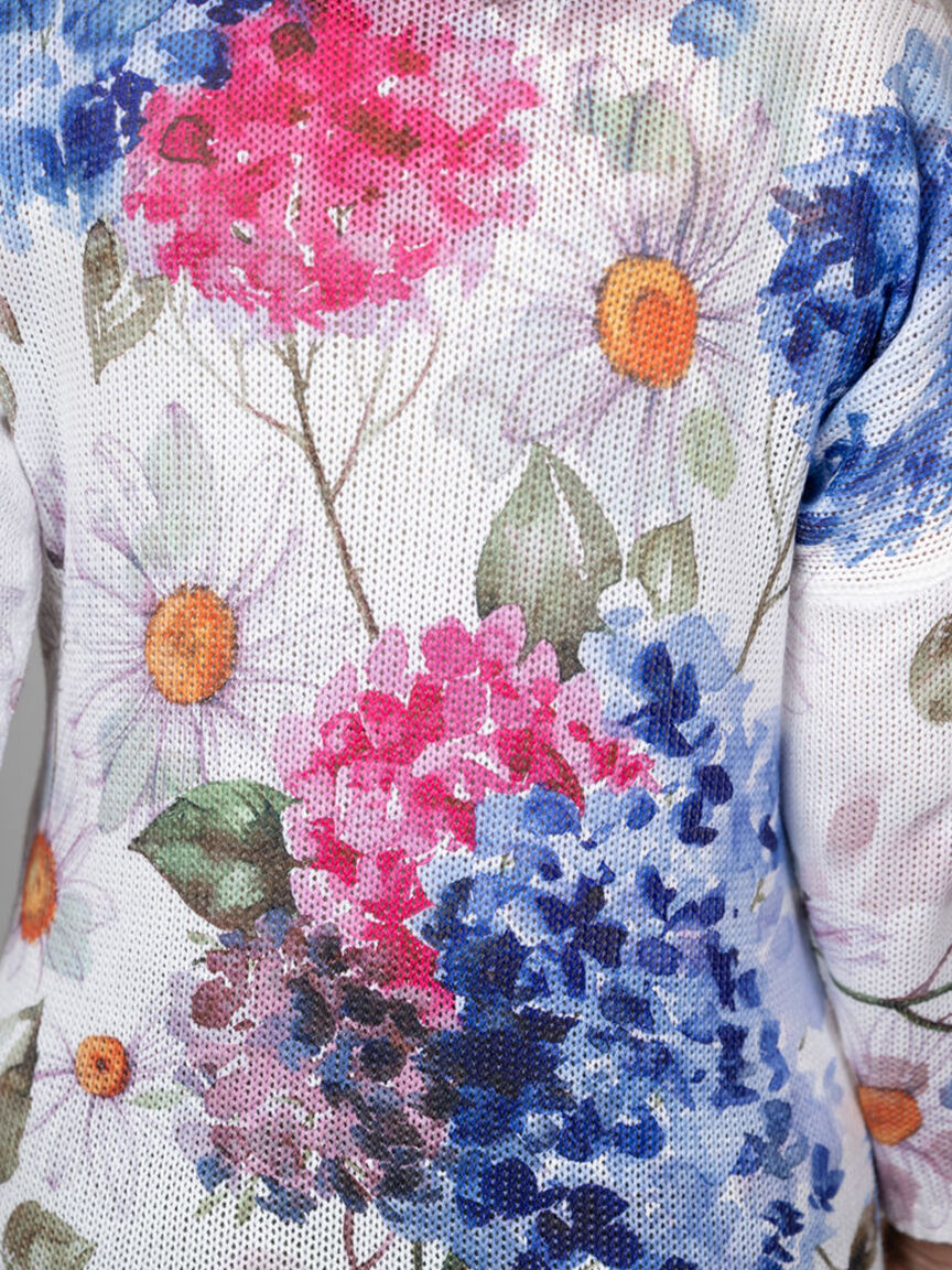 3/4 Floral Knit Sweater