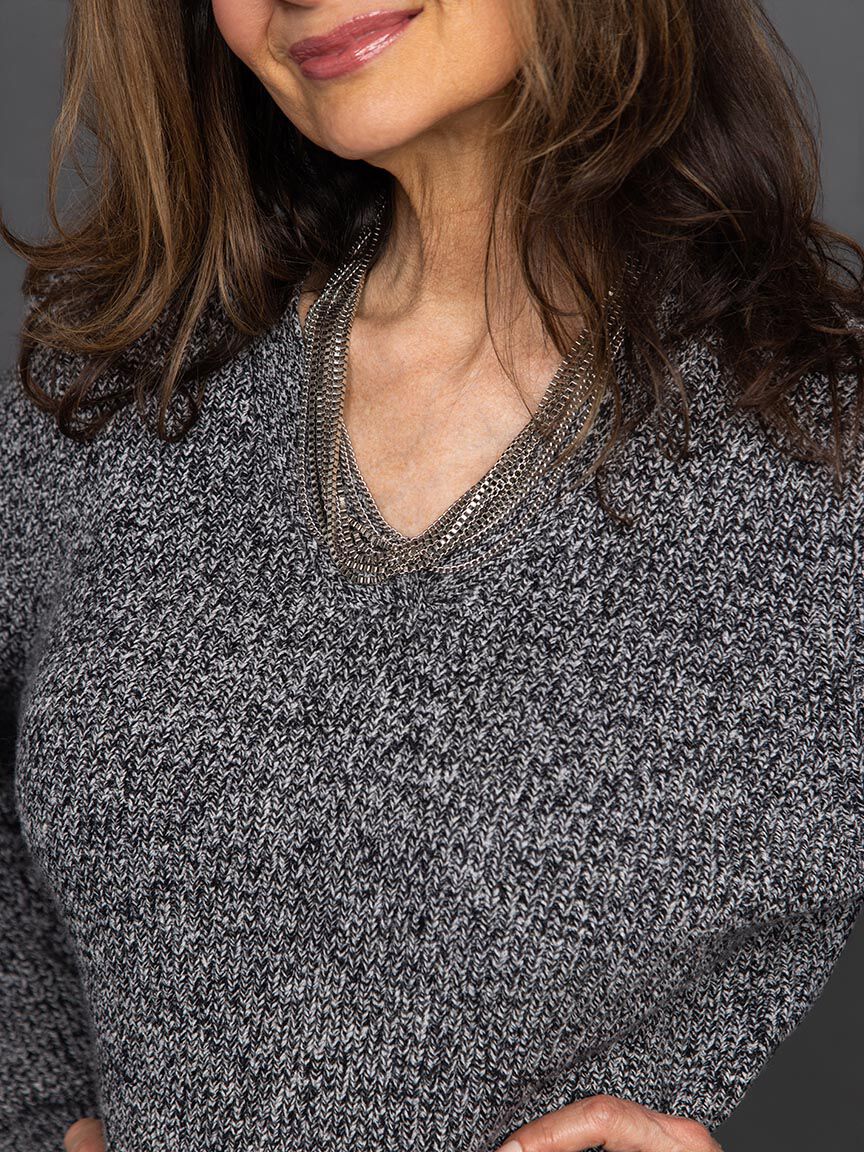 Long Sleeve V Neck Sweater Image 5