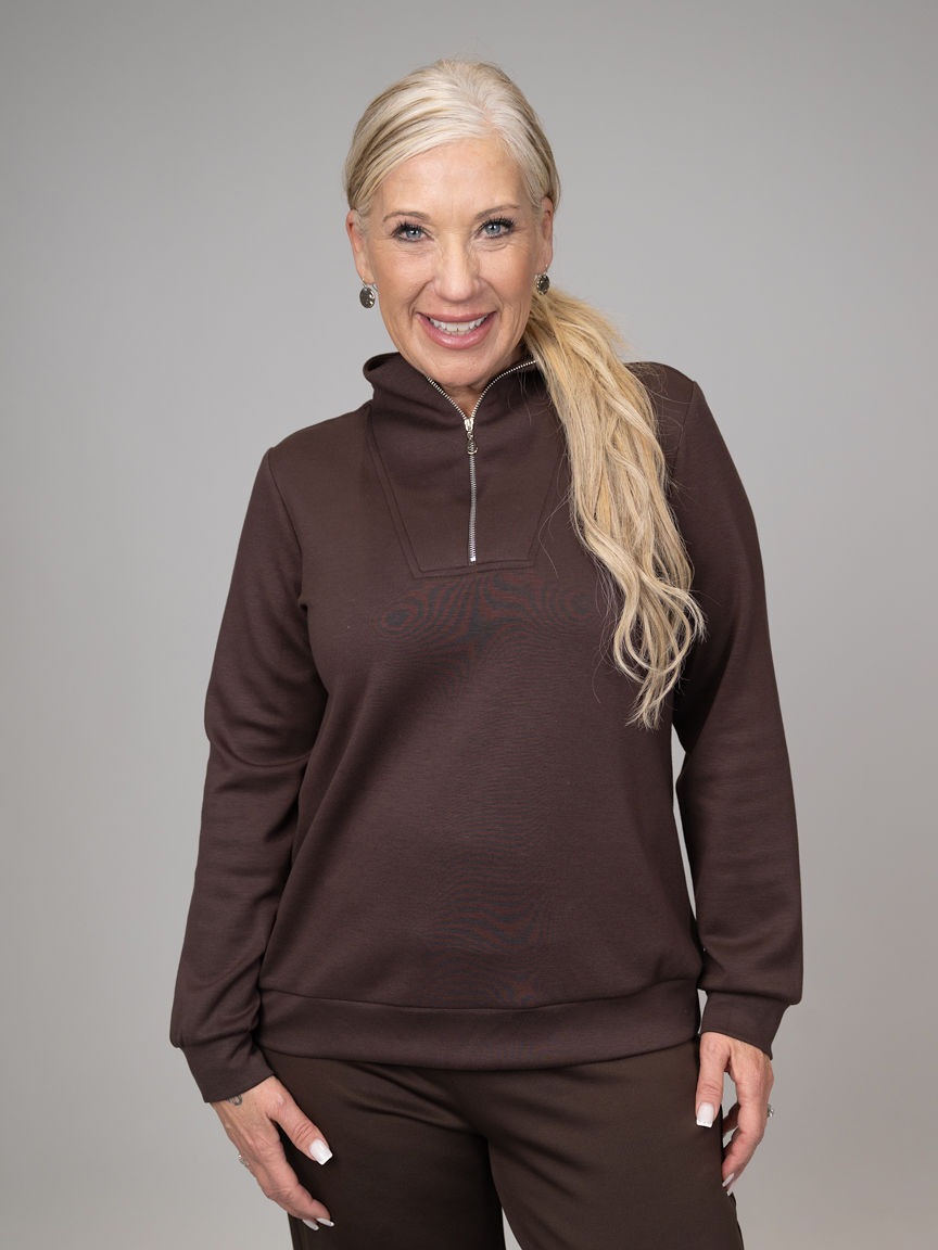 Long Sleeve Scuba Zip-Up Sweatshirt 