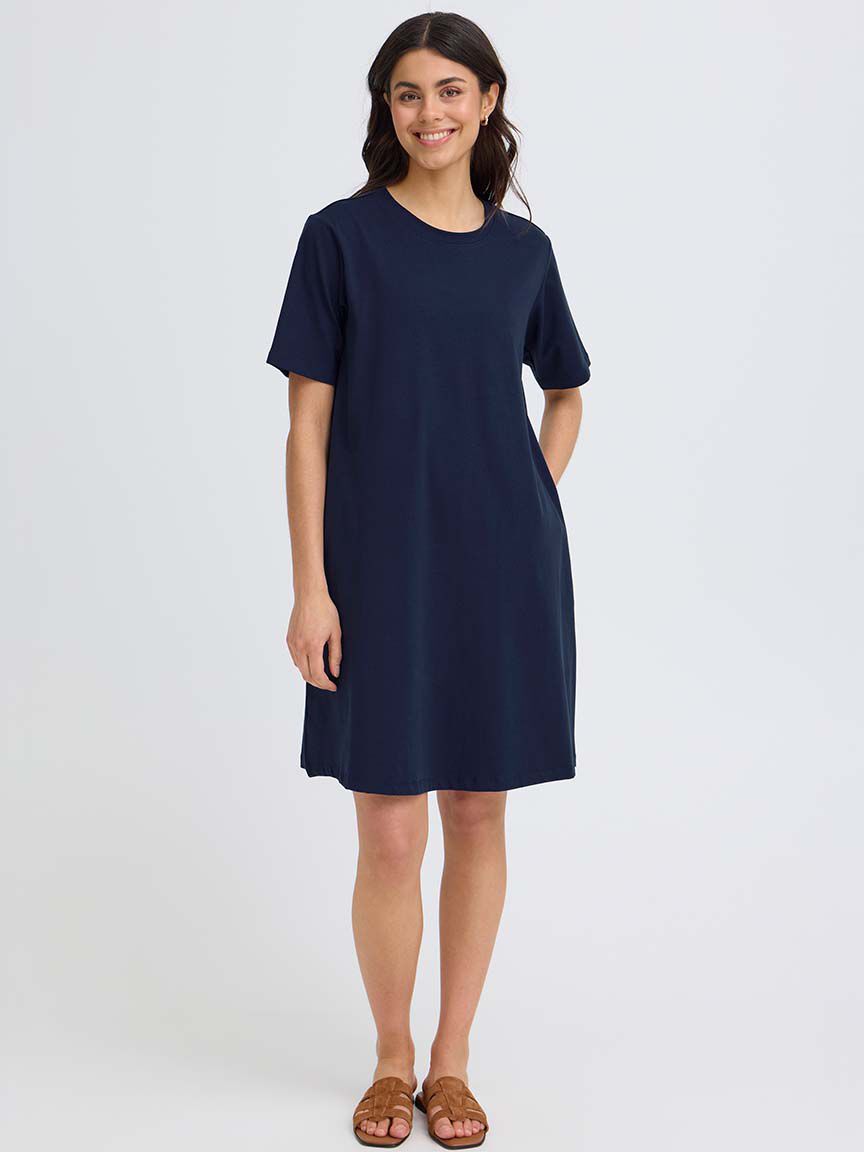 Short Sleeve Knee Length Dress, Pink