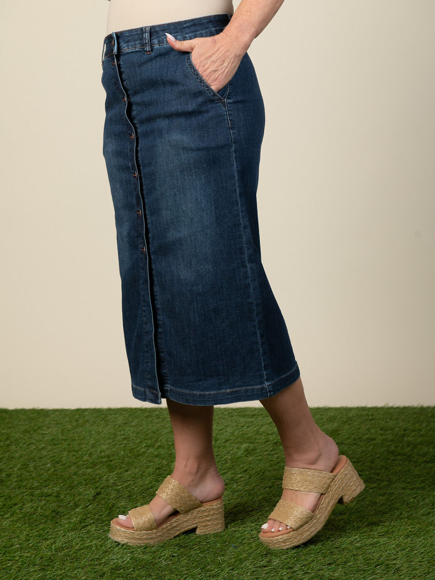 Denim Daisy Button Down Skirt Image 3