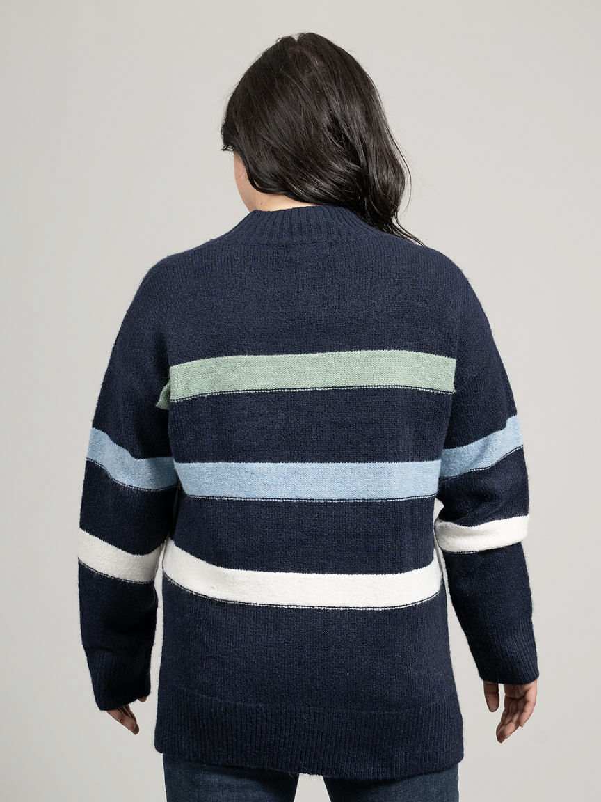 Striped Long Sleeve Mock-Neck Sweater Image 6
