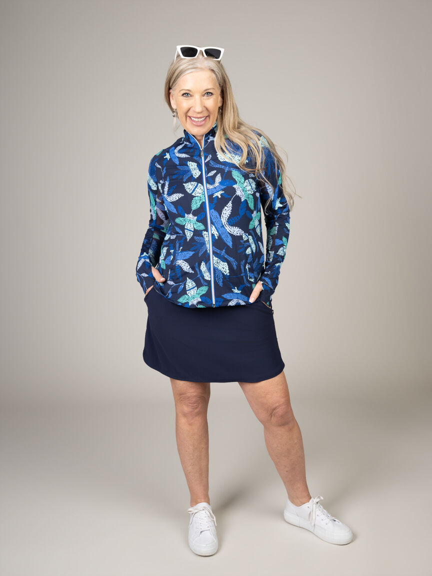 Sport Mesh-Sleeve Zip Cardigan
