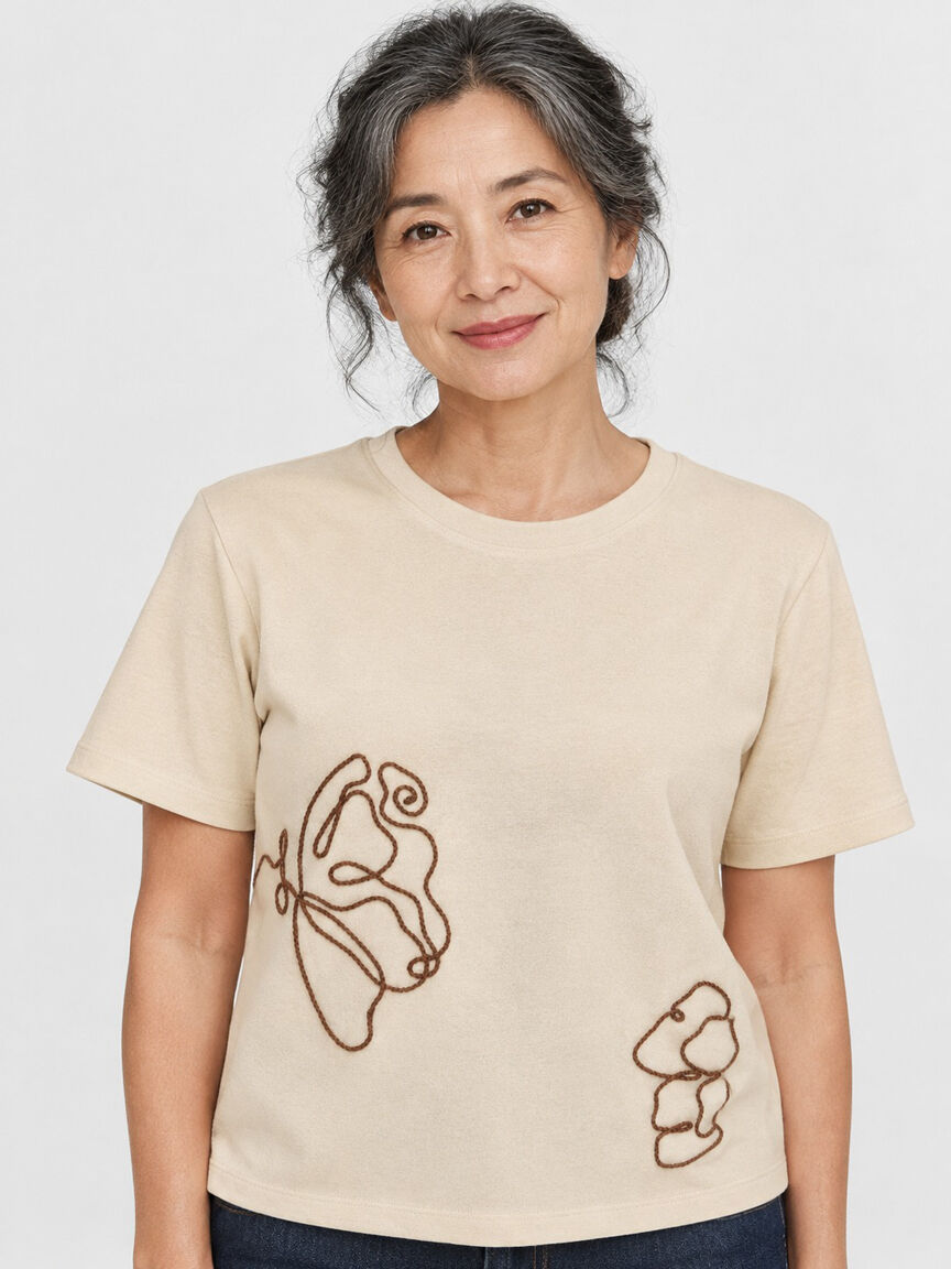 Abstract Embroidered T-Shirt