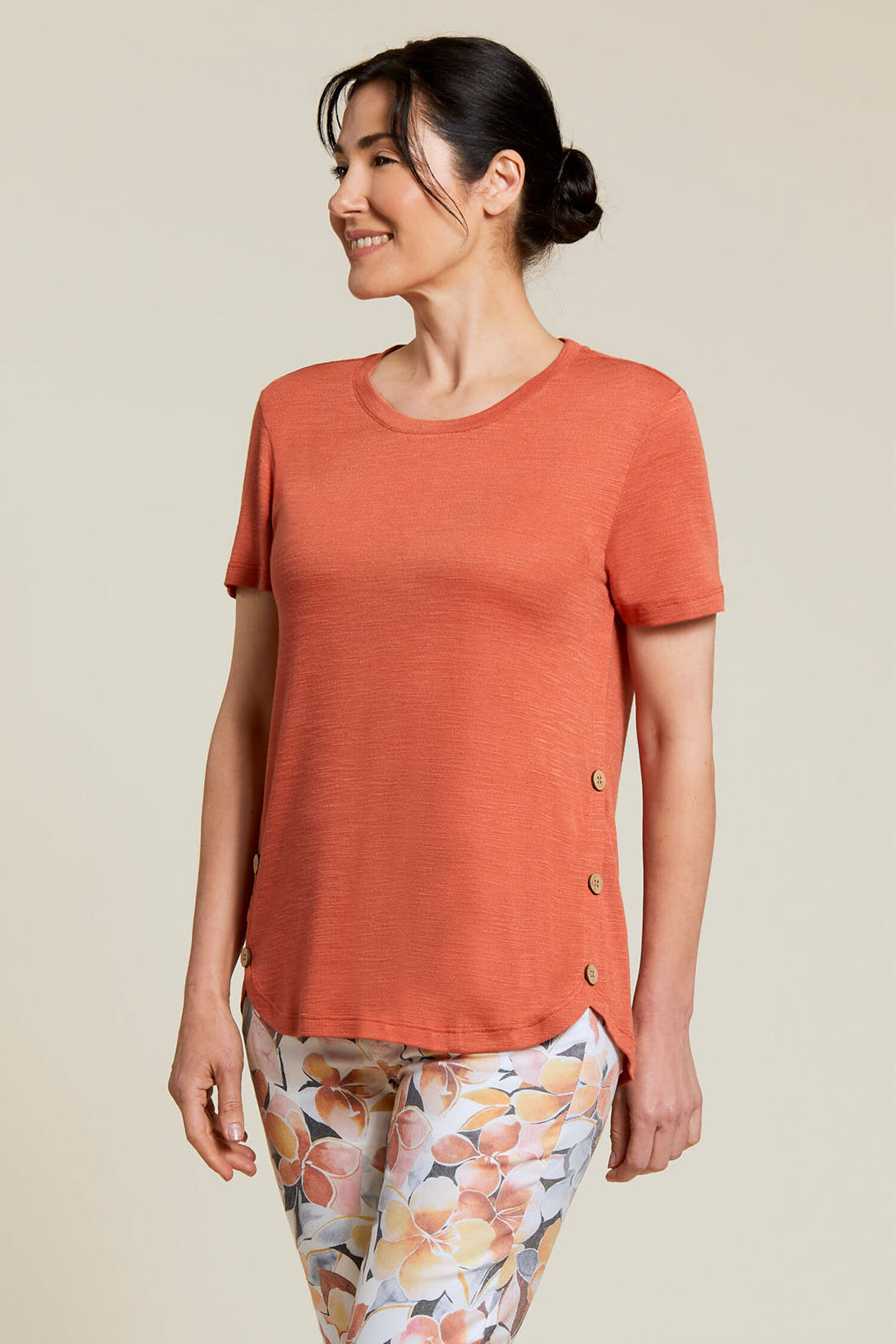 Short Sleeve Side Button Top Image 1