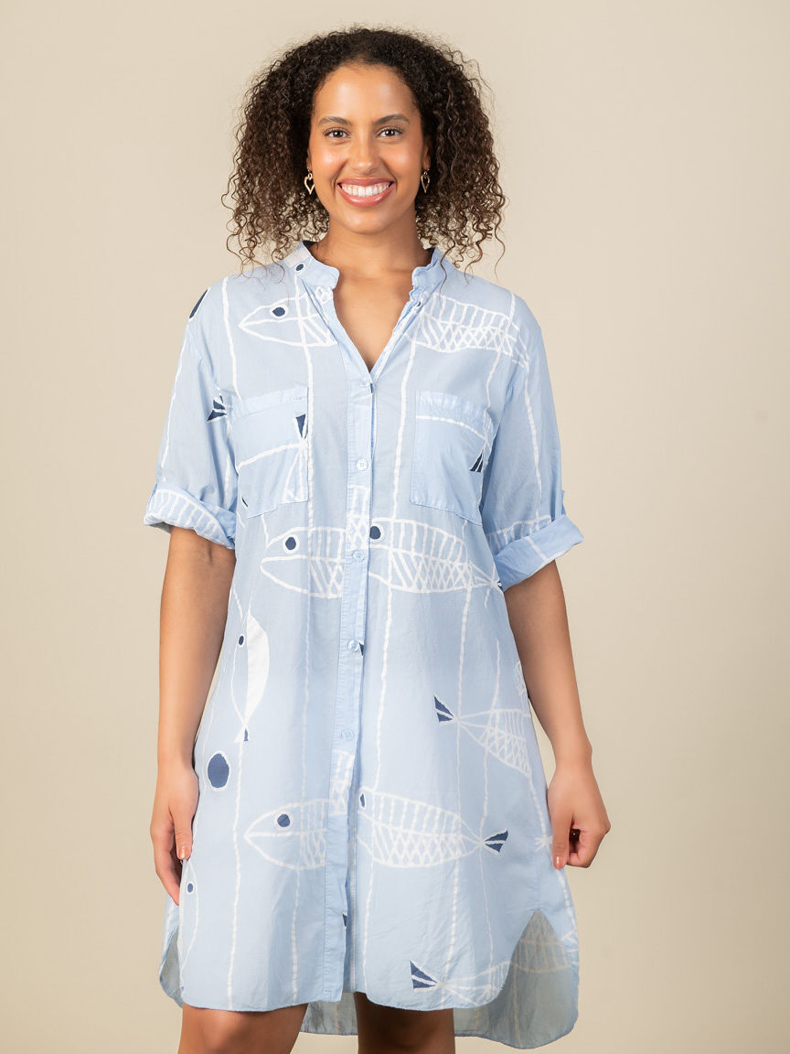 3/4 Sleeve Button Up Cotton Tunic Image 2