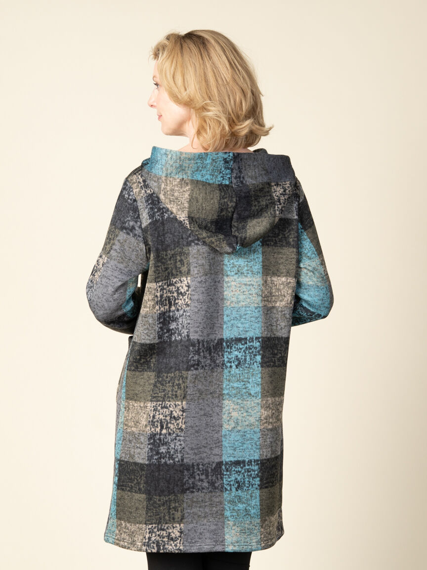 Long Sleeve Zip Up Plaid Jacket Image 5