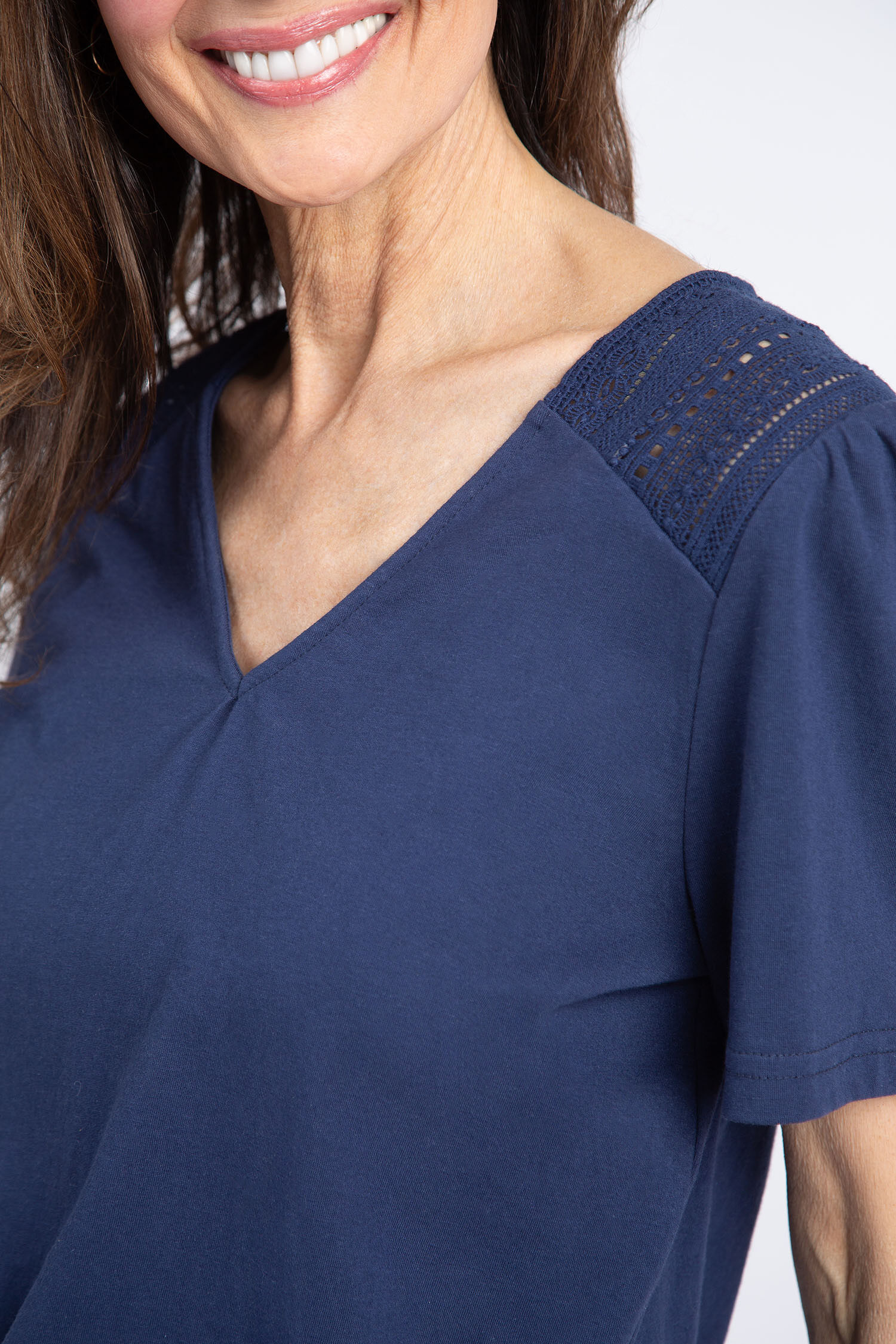 Short Sleeve Top w/ Lace Detail Image 5