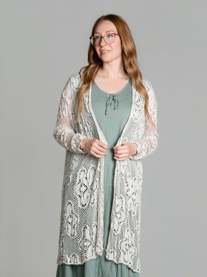 Long Sleeve Mesh Cardigan Image 1