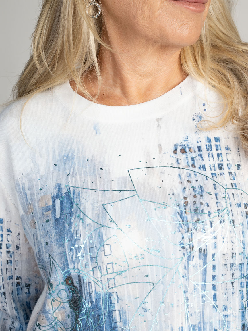 Abstract Floral Foil Sweater