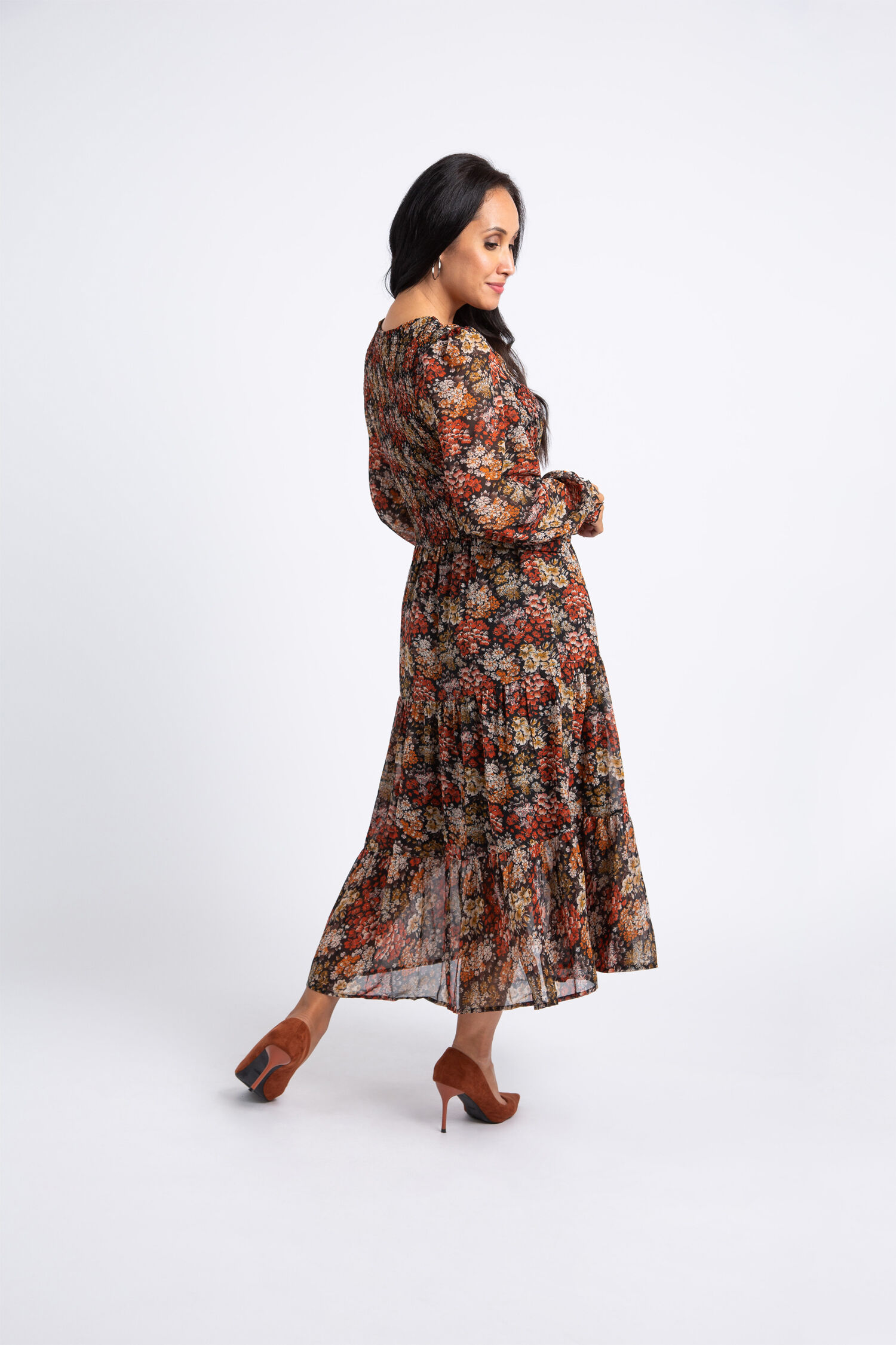 Balloon Sleeve Tiered Maxi Dress Image 3