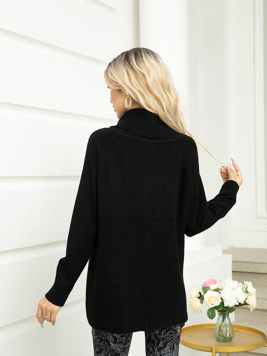Long Sleeve Ribbed Turtle Neck Sweater
