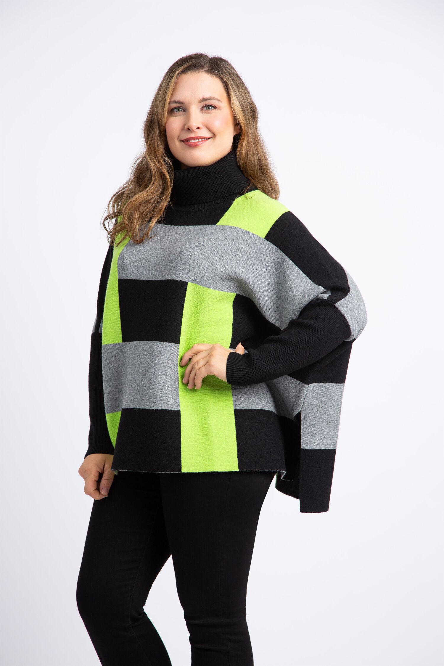 Color Block Turtleneck Sweater  Image 2
