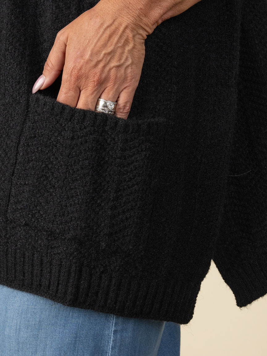 Short Sleeve Chevron Knit Cardigan