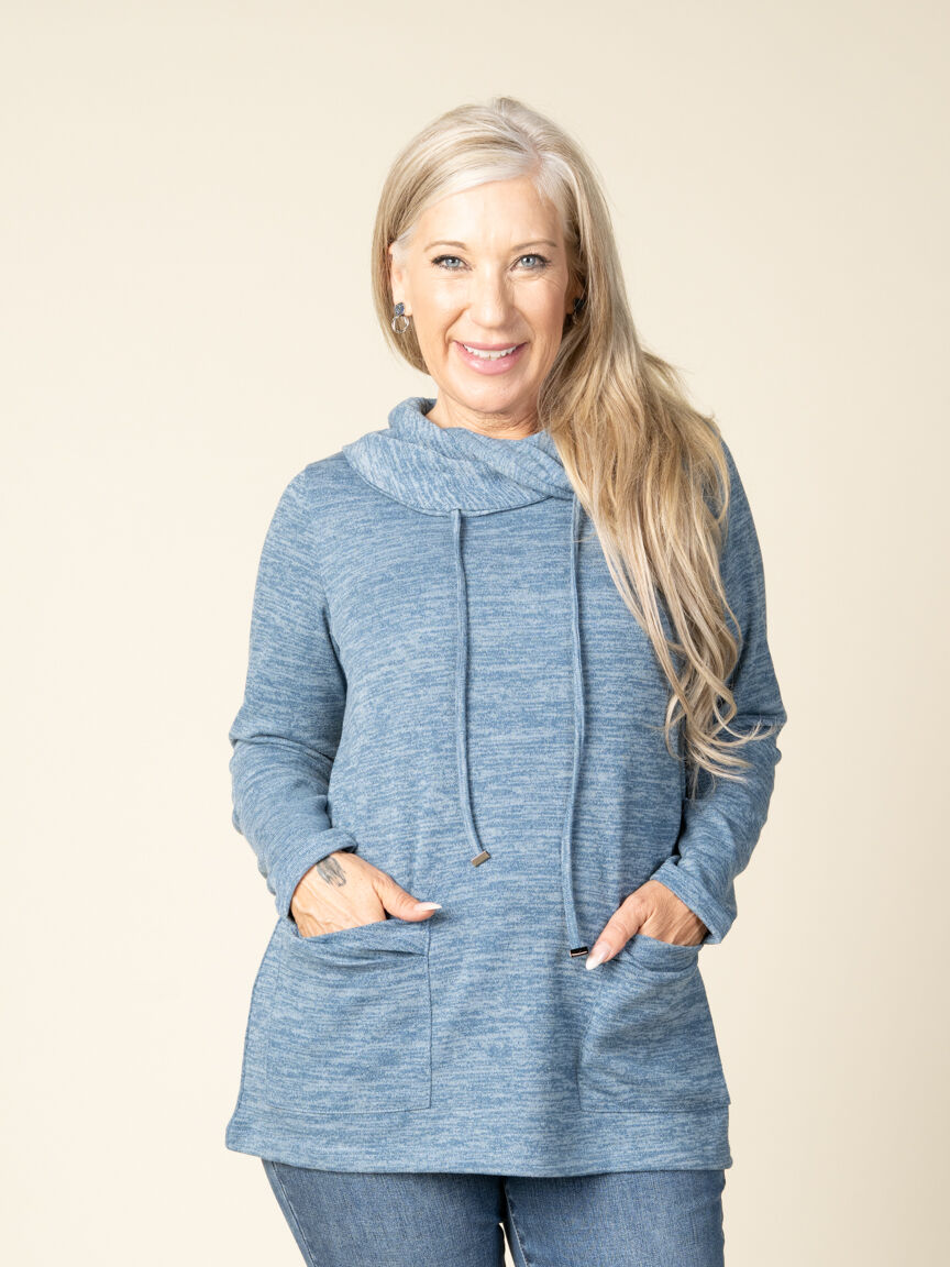 3/4 Sleeve Cowl Neck Top Image 2