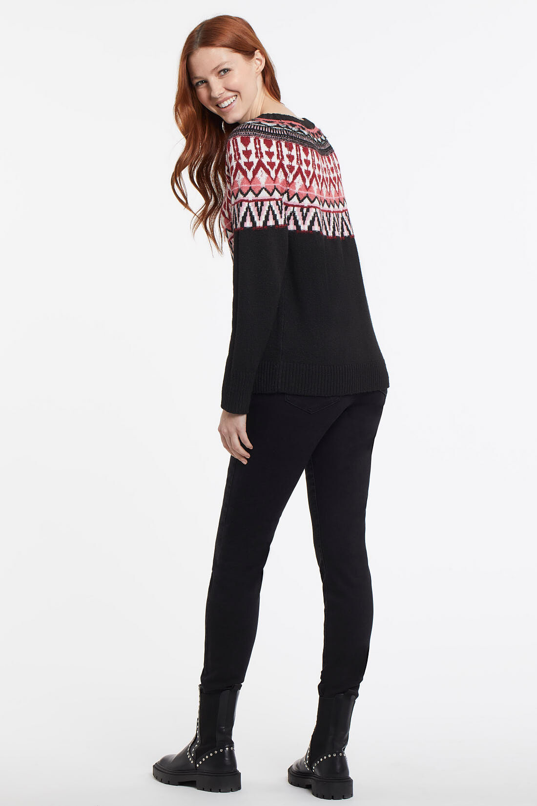 Autumn FairIsle Intarsia Yarn-Knit Sweater Image 2