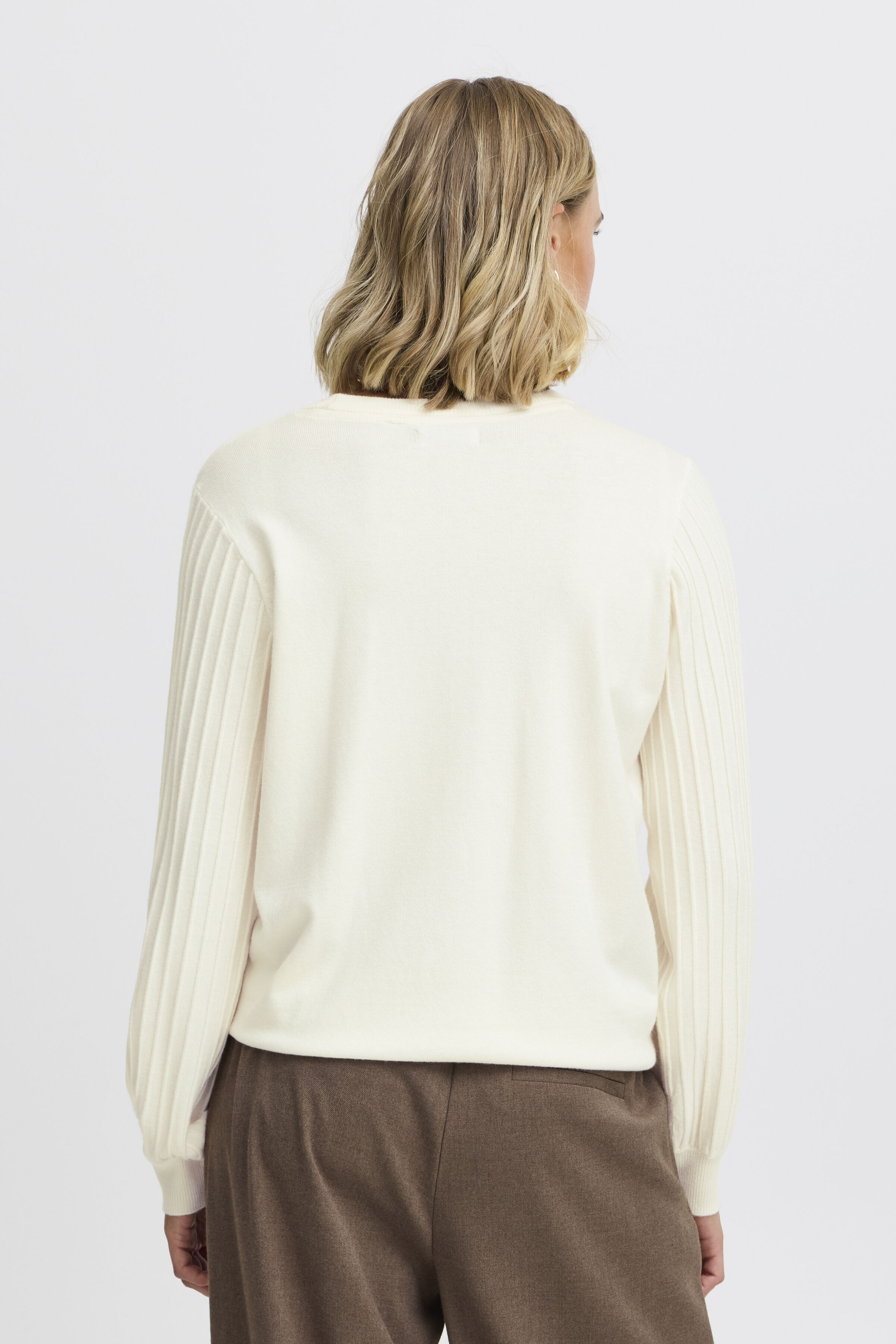Ribbed Sleeve Soft Knit Sweater Image 3