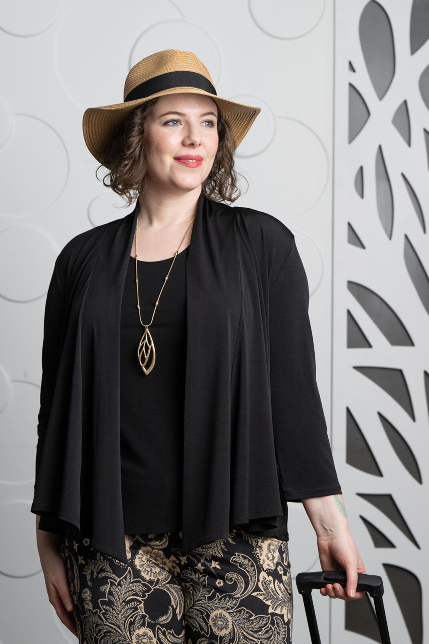 Open Front &frac34; Sleeve Cardigan Image 1