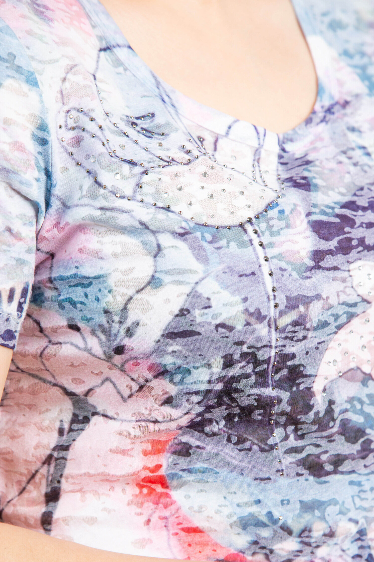 Rhinestone Floral Burnout Tee Image 6