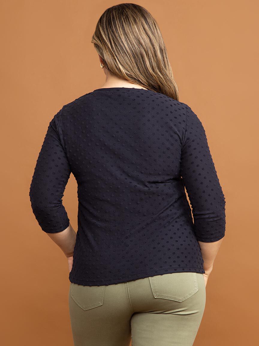 &frac34; Sleeve Crew Neck Top Image 4