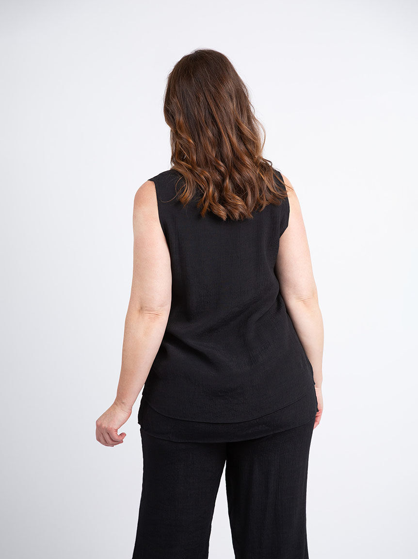 Sleeveless Layered V-Neck Top Image 4