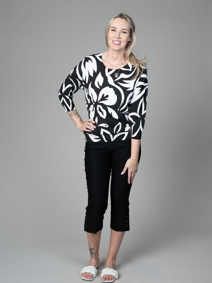 3/4 Sleeve Crewneck Sweater