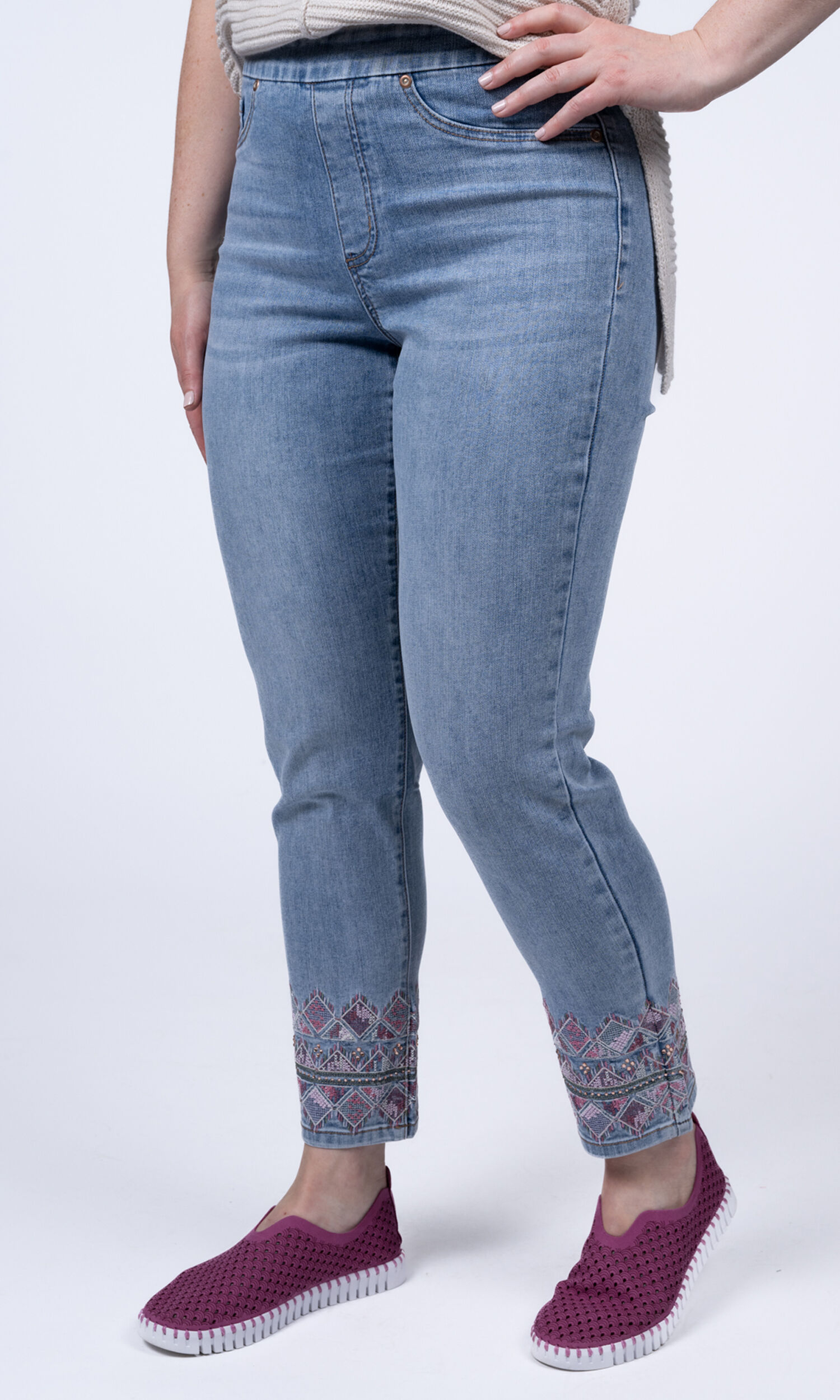 Audrey Pull-On Embroidered Ankle Jeggings Image 2