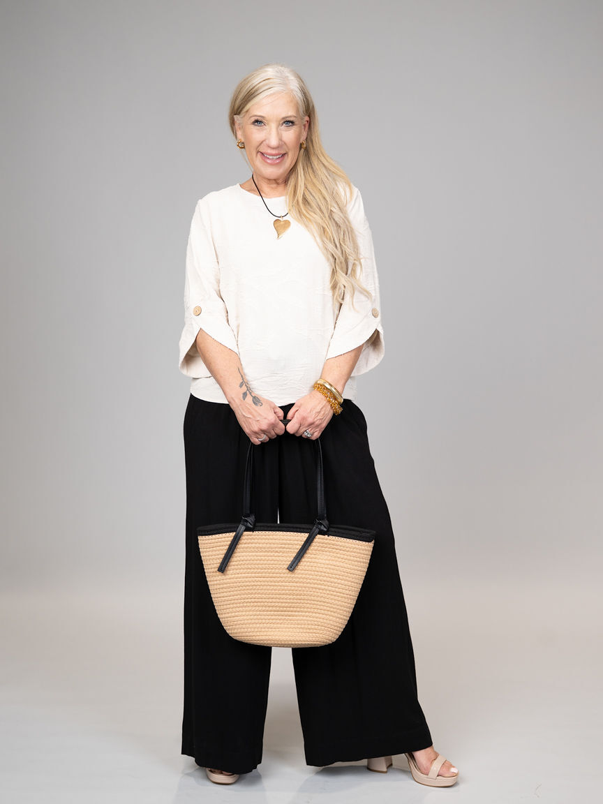 3/4 Sleeve Textured Top