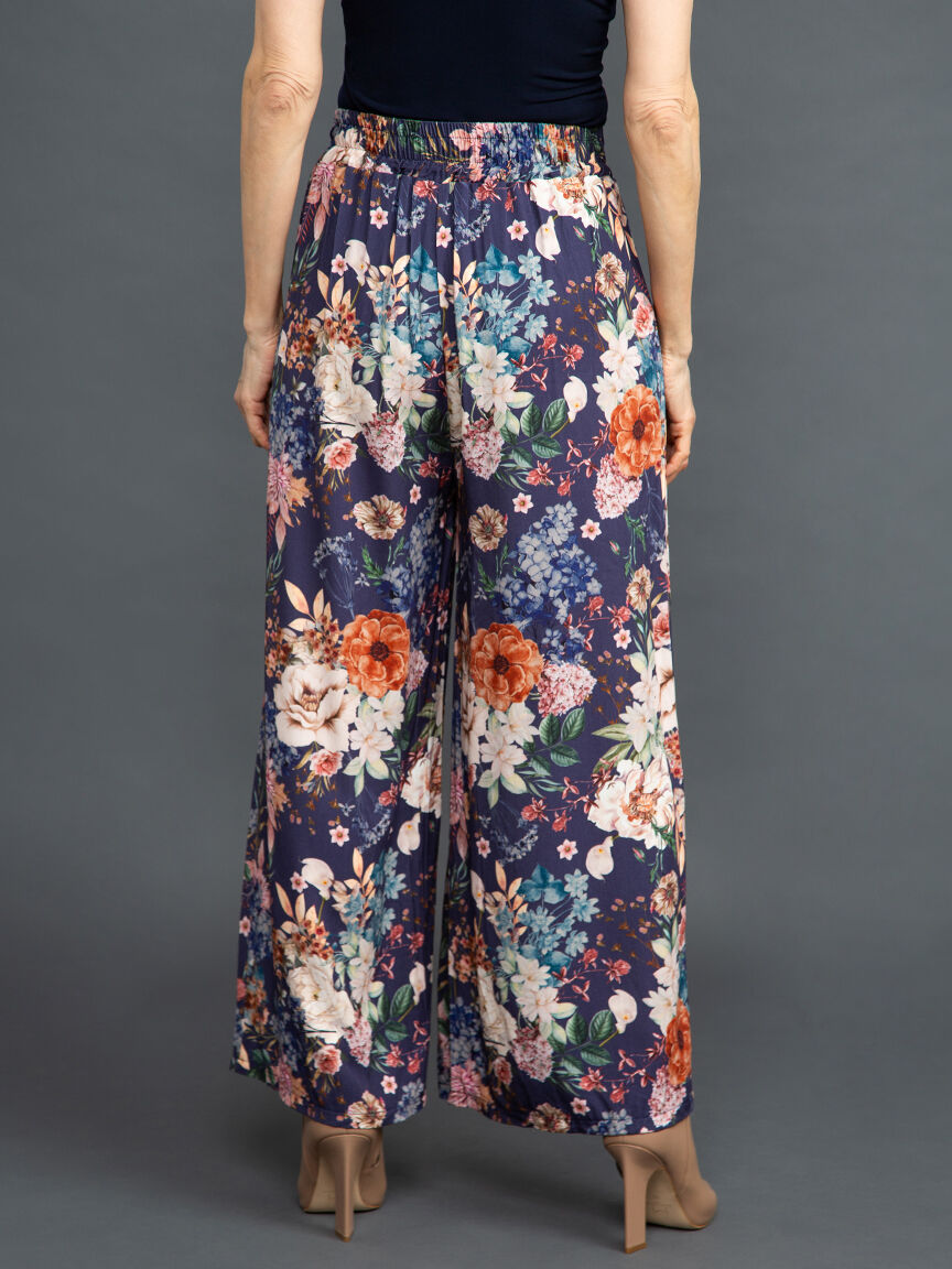 Wide Leg Floral Trousers Image 4