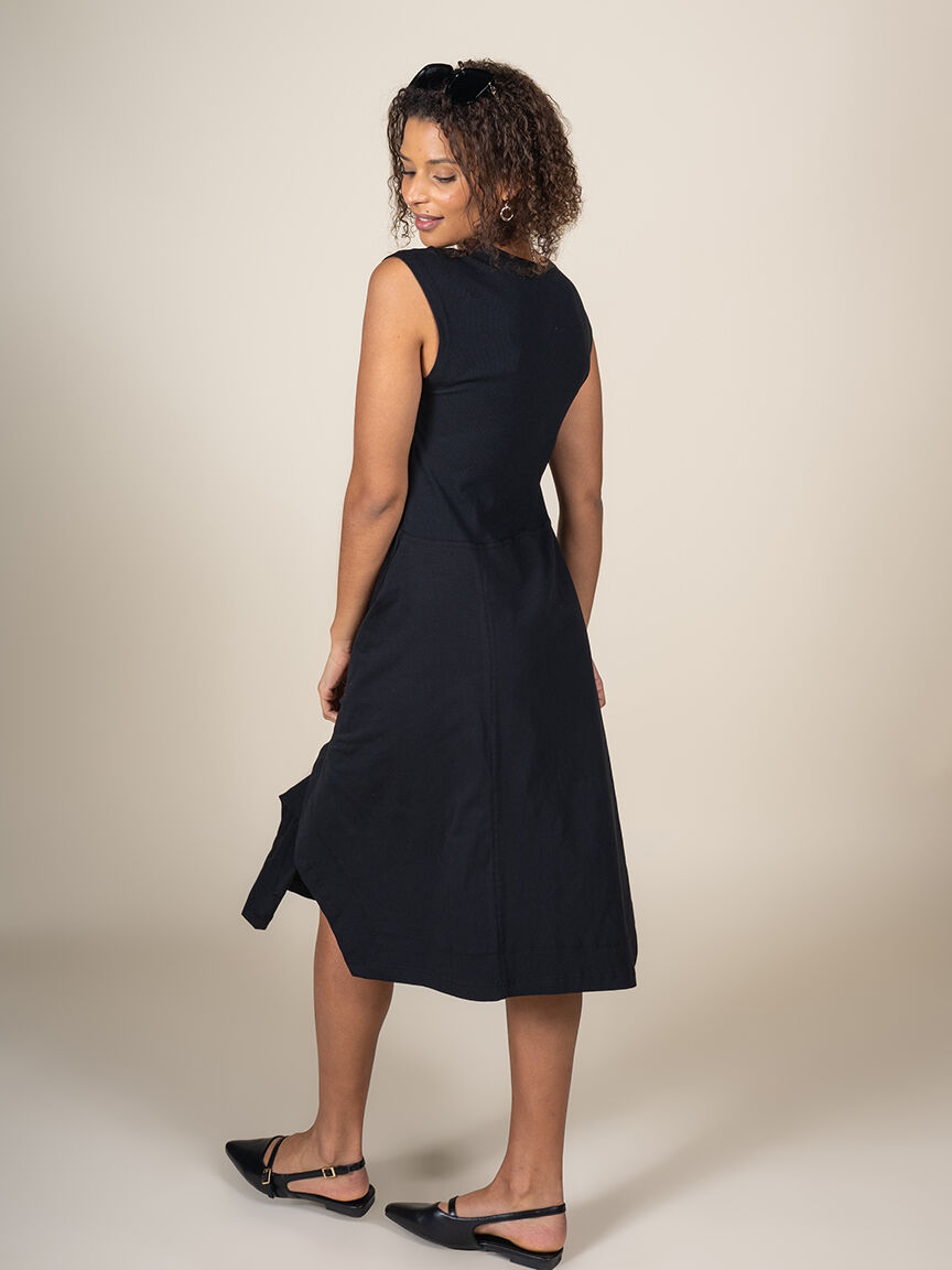 Asymmetrical Cap-Sleeve Crew Neck Dress  Image 2