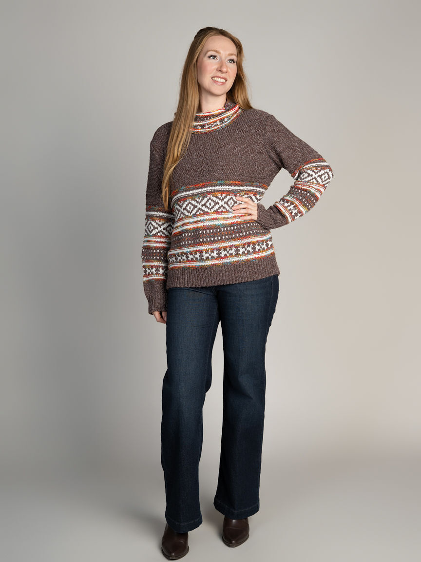 Nordic Knit Cowl Neck Sweater