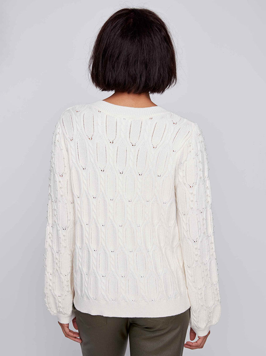Long Sleeve Sweater with Pearls Image 3